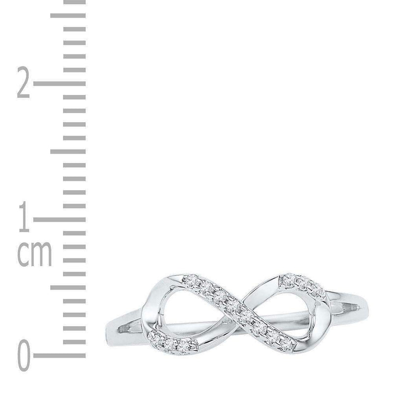 10kt White Gold Women's Round Diamond Infinity Fashion Ring 1/12 Cttw - FREE Shipping (US/CAN)-Gold & Diamond Rings-5-JadeMoghul Inc.