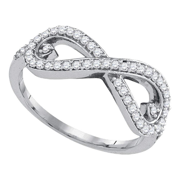 10kt White Gold Women's Round Diamond Infinity Fashion Ring 1/3 Cttw - FREE Shipping (US/CAN)-Gold & Diamond Rings-5-JadeMoghul Inc.