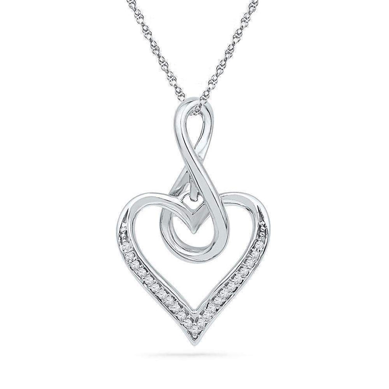 10kt White Gold Women's Round Diamond Infinity Heart Love Pendant 1-12 Cttw - FREE Shipping (US/CAN)-Gold & Diamond Pendants & Necklaces-JadeMoghul Inc.