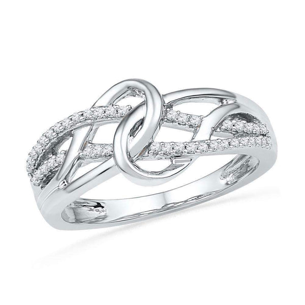 10kt White Gold Women's Round Diamond Infinity Loop Knot Lasso Ring 1/6 Cttw - FREE Shipping (US/CAN)-Gold & Diamond Rings-5-JadeMoghul Inc.