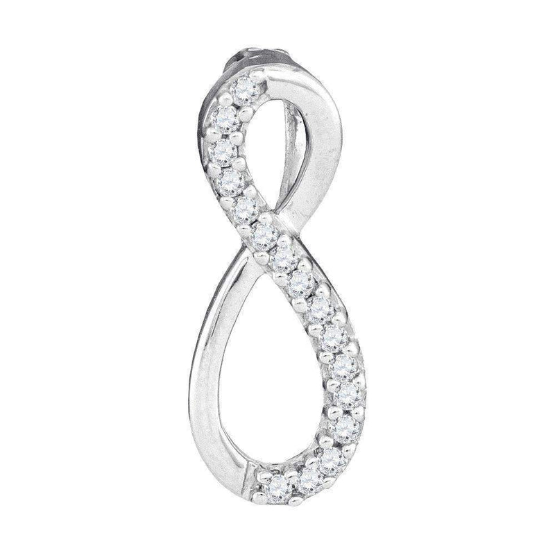 10kt White Gold Women's Round Diamond Infinity Love Pendant 1-10 Cttw - FREE Shipping (US/CAN)-Gold & Diamond Pendants & Necklaces-JadeMoghul Inc.