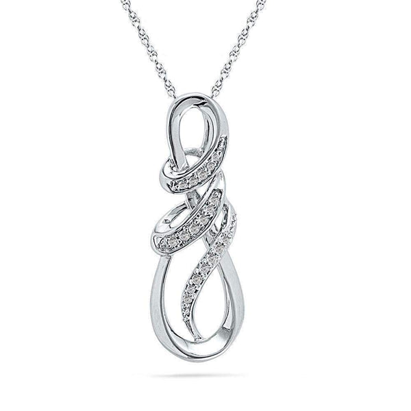 10kt White Gold Women's Round Diamond Infinity Pendant 1-10 Cttw - FREE Shipping (US/CAN)-Gold & Diamond Pendants & Necklaces-JadeMoghul Inc.