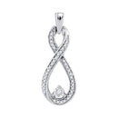 10kt White Gold Women's Round Diamond Infinity Pendant 1-6 Cttw - FREE Shipping (US/CAN)-Gold & Diamond Pendants & Necklaces-JadeMoghul Inc.