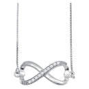 10kt White Gold Women's Round Diamond Infinity Pendant Necklace 1-10 Cttw - FREE Shipping (US/CAN)-Gold & Diamond Pendants & Necklaces-JadeMoghul Inc.