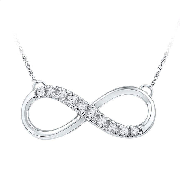 10kt White Gold Women's Round Diamond Infinity Pendant Necklace 1-10 Cttw - FREE Shipping (US/CAN)-Gold & Diamond Pendants & Necklaces-JadeMoghul Inc.