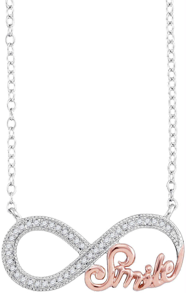 10kt White Gold Women's Round Diamond Infinity Pendant Necklace 1-10 Cttw - FREE Shipping (US/CAN)-Gold & Diamond Pendants & Necklaces-JadeMoghul Inc.