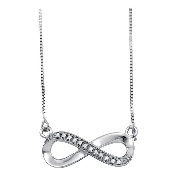 10kt White Gold Womens Round Diamond Infinity Pendant Necklace 1-20 Cttw - FREE Shipping (US/CAN)-Gold & Diamond Pendants & Necklaces-JadeMoghul Inc.