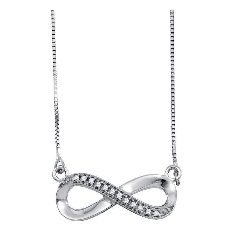 10kt White Gold Womens Round Diamond Infinity Pendant Necklace 1-20 Cttw - FREE Shipping (US/CAN)-Gold & Diamond Pendants & Necklaces-JadeMoghul Inc.