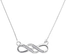 10kt White Gold Women's Round Diamond Infinity Pendant Necklace 1-20 Cttw - FREE Shipping (US/CAN)-Gold & Diamond Pendants & Necklaces-JadeMoghul Inc.