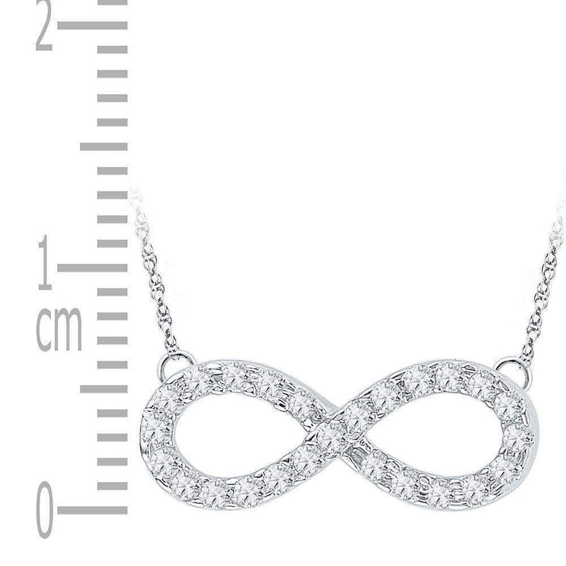 10kt White Gold Women's Round Diamond Infinity Pendant Necklace 1-5 Cttw - FREE Shipping (US/CAN)-Gold & Diamond Pendants & Necklaces-JadeMoghul Inc.