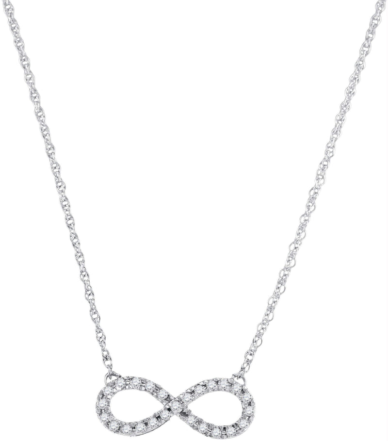 10kt White Gold Women's Round Diamond Infinity Pendant Necklace 1-5 Cttw - FREE Shipping (US/CAN)-Gold & Diamond Pendants & Necklaces-JadeMoghul Inc.