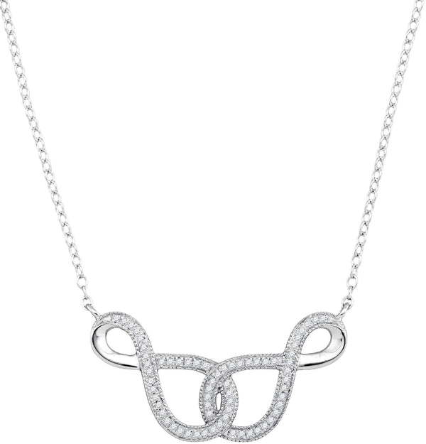 10kt White Gold Women's Round Diamond Infinity Pendant Necklace 1-6 Cttw - FREE Shipping (US/CAN)-Gold & Diamond Pendants & Necklaces-JadeMoghul Inc.