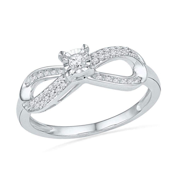 10kt White Gold Women's Round Diamond Infinity Promise Bridal Ring 1/5 Cttw - FREE Shipping (US/CAN)-Gold & Diamond Promise Rings-5-JadeMoghul Inc.