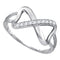 10kt White Gold Women's Round Diamond Infinity Ring 1/10 Cttw - FREE Shipping (US/CAN)-Gold & Diamond Rings-5.5-JadeMoghul Inc.