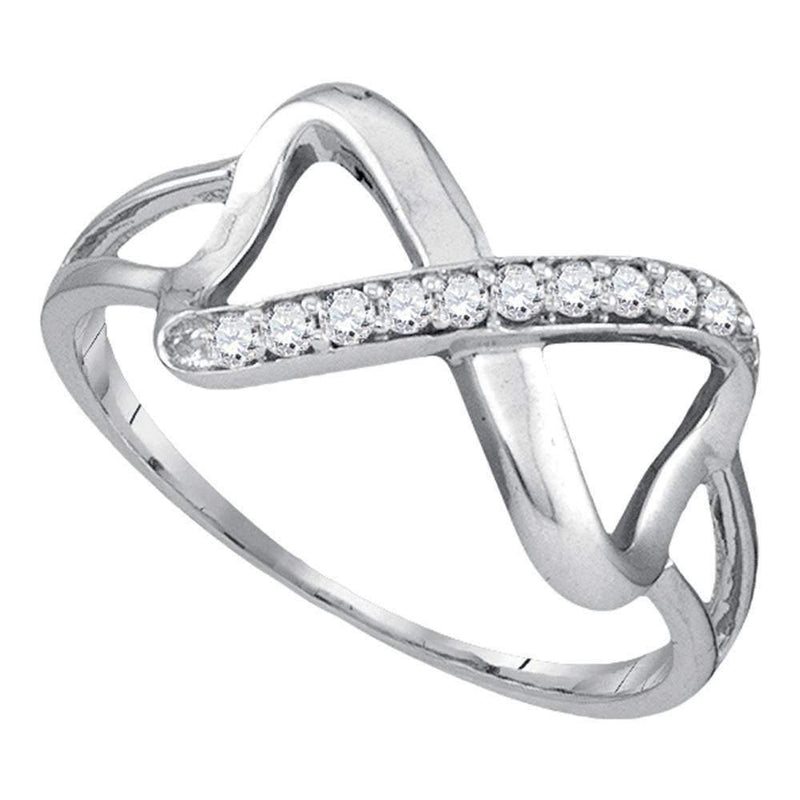 10kt White Gold Women's Round Diamond Infinity Ring 1/10 Cttw - FREE Shipping (US/CAN)-Gold & Diamond Rings-5.5-JadeMoghul Inc.