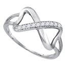 10kt White Gold Women's Round Diamond Infinity Ring 1/10 Cttw - FREE Shipping (US/CAN)-Gold & Diamond Rings-5.5-JadeMoghul Inc.