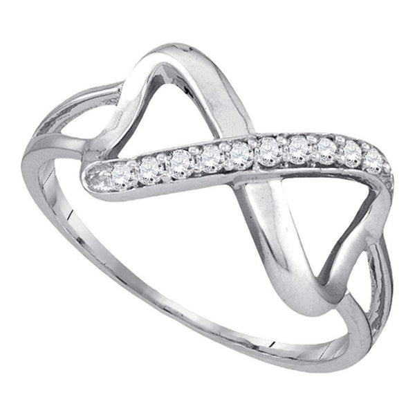 10kt White Gold Women's Round Diamond Infinity Ring 1/10 Cttw - FREE Shipping (US/CAN)-Gold & Diamond Rings-5.5-JadeMoghul Inc.