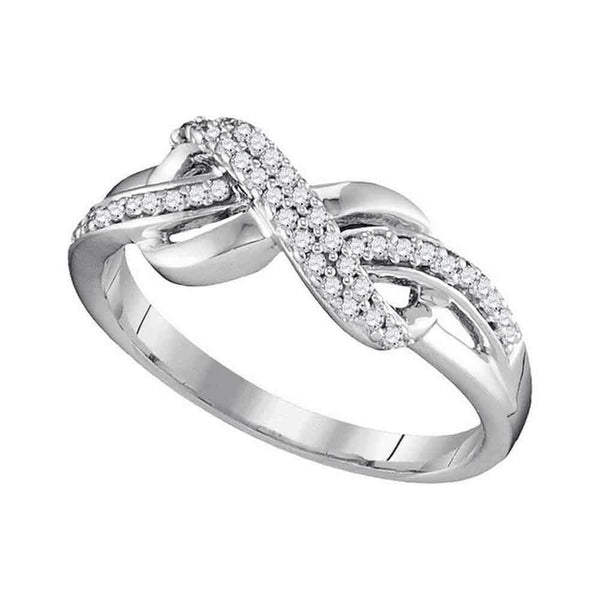 10kt White Gold Women's Round Diamond Infinity Ring 1/5 Cttw - FREE Shipping (US/CAN)-Gold & Diamond Rings-5-JadeMoghul Inc.
