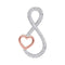 10kt White Gold Women's Round Diamond Infinity Rose-tone Heart Pendant 1-6 Cttw - FREE Shipping (US/CAN)-Gold & Diamond Pendants & Necklaces-JadeMoghul Inc.