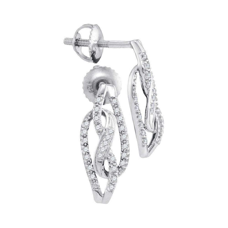 10kt White Gold Women's Round Diamond Infinity Screwback Stud Earrings 1-6 Cttw - FREE Shipping (USA/CAN)-Gold & Diamond Earrings-JadeMoghul Inc.