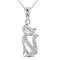 10kt White Gold Womens Round Diamond Kitty Cat Animal Pendant 1-20 Cttw-Gold & Diamond Pendants & Necklaces-JadeMoghul Inc.