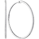 10kt White Gold Womens Round Diamond Large Slender Milgrain Hoop Earrings 1-2 Cttw-Gold & Diamond Earrings-JadeMoghul Inc.