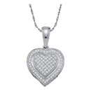 10kt White Gold Women's Round Diamond Layered Heart Cluster Pendant 1-6 Cttw - FREE Shipping (US/CAN)-Gold & Diamond Pendants & Necklaces-JadeMoghul Inc.