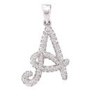 10kt White Gold Women's Round Diamond Letter A Pendant 1-6 Cttw - FREE Shipping (US/CAN)-Gold & Diamond Pendants & Necklaces-JadeMoghul Inc.