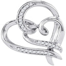 10kt White Gold Women's Round Diamond Linked Double Heart Pendant 1-10 Cttw - FREE Shipping (US/CAN)-Gold & Diamond Pendants & Necklaces-JadeMoghul Inc.