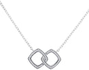 10kt White Gold Women's Round Diamond Linked Square Pendant Necklace 1-8 Cttw - FREE Shipping (US/CAN)-Gold & Diamond Pendants & Necklaces-JadeMoghul Inc.