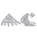 10kt White Gold Womens Round Diamond Lobe Half Hoop Earrings 3-8 Cttw-Gold & Diamond Earrings-JadeMoghul Inc.