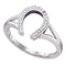 10kt White Gold Women's Round Diamond Lucky Horseshoe Ring 1/12 Cttw - FREE Shipping (US/CAN)-Gold & Diamond Rings-5-JadeMoghul Inc.