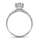 10kt White Gold Women's Round Diamond Marquise-shape Cluster Ring 1/10 Cttw - FREE Shipping (US/CAN)-Gold & Diamond Cluster Rings-9.5-JadeMoghul Inc.