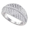 10kt White Gold Women's Round Diamond Milgrain Striped Band Ring 3/8 Cttw - FREE Shipping (US/CAN)-Gold & Diamond Fashion Rings-5-JadeMoghul Inc.