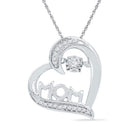 10kt White Gold Women's Round Diamond Mom Mother Heart Love Pendant 1-10 Cttw - FREE Shipping (US/CAN)-Gold & Diamond Pendants & Necklaces-JadeMoghul Inc.