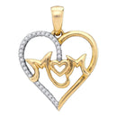 10kt White Gold Women's Round Diamond Mom Mother Heart Pendant 1-10 Cttw - FREE Shipping (US/CAN)-Gold & Diamond Pendants & Necklaces-JadeMoghul Inc.