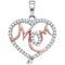 10kt White Gold Women's Round Diamond Mom Mother Heart Pendant 1-3 Cttw - FREE Shipping (US/CAN)-Gold & Diamond Pendants & Necklaces-JadeMoghul Inc.