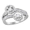 10kt White Gold Women's Round Diamond Moving 2-stone Hearts Together Bridal Wedding Engagement Ring 7/8 Cttw - FREE Shipping (US/CAN)-Wedding Jewelry-5-JadeMoghul Inc.