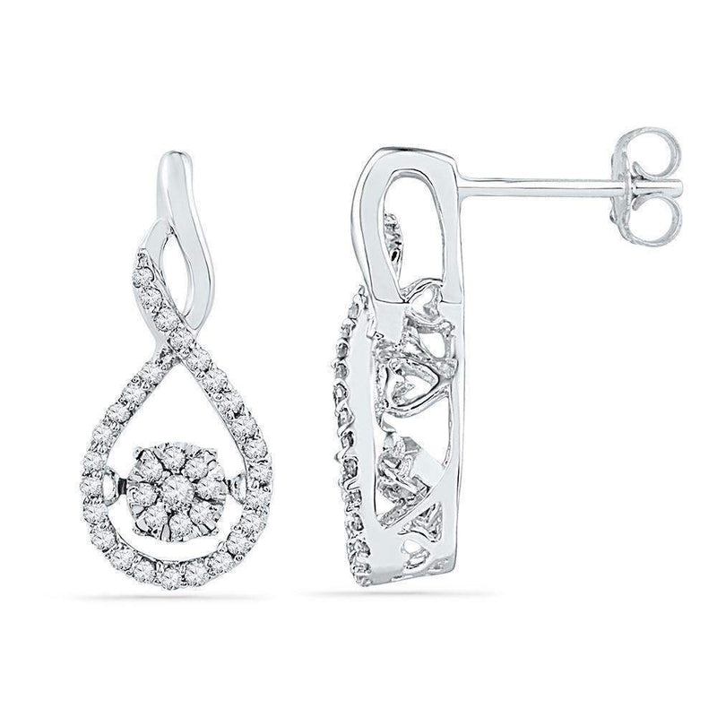 10kt White Gold Womens Round Diamond Moving Cluster Earrings 1-3 Cttw - FREE Shipping (US/CAN)-Gold & Diamond Earrings-JadeMoghul Inc.