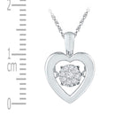 10kt White Gold Women's Round Diamond Moving Twinkle Cluster Heart Pendant 1-12 Cttw - FREE Shipping (US/CAN)-Gold & Diamond Pendants & Necklaces-JadeMoghul Inc.