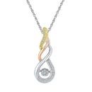 10kt White Gold Women's Round Diamond Moving Twinkle Cluster Teardrop Tri-tone Pendant 1-8 Cttw - FREE Shipping (US/CAN)-Gold & Diamond Pendants & Necklaces-JadeMoghul Inc.