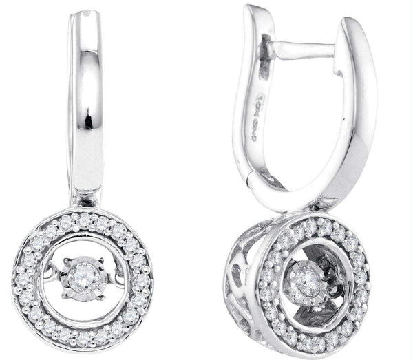 10kt White Gold Women's Round Diamond Moving Twinkle Dangle Earrings 1-3 Cttw - FREE Shipping (USA/CAN)-Gold & Diamond Earrings-JadeMoghul Inc.