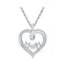 10kt White Gold Women's Round Diamond Moving Twinkle Mom Heart Pendant 1-12 Cttw - FREE Shipping (US/CAN)-Gold & Diamond Pendants & Necklaces-JadeMoghul Inc.