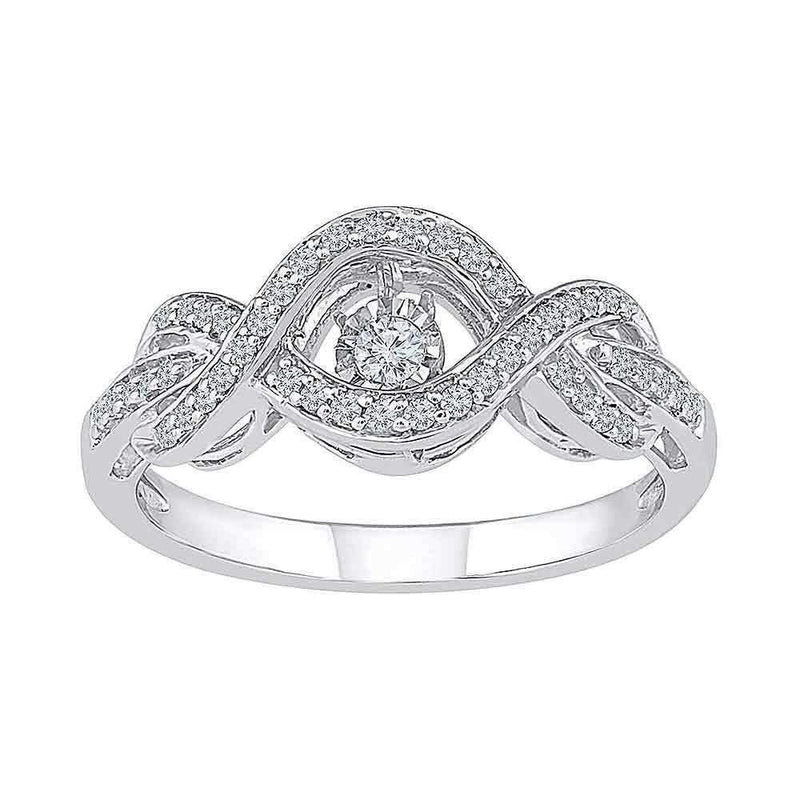 10kt White Gold Women's Round Diamond Moving Twinkle Solitaire Bridal Wedding Engagement Ring 1/4 Cttw - FREE Shipping (US/CAN)-Wedding Jewelry-5-JadeMoghul Inc.