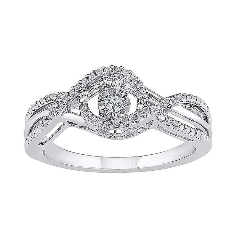 10kt White Gold Women's Round Diamond Moving Twinkle Solitaire Bridal Wedding Engagement Ring 1/6 Cttw - FREE Shipping (US/CAN)-Gold & Diamond Engagement & Anniversary Rings-5-JadeMoghul Inc.