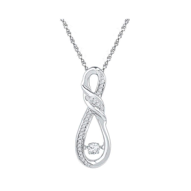 10kt White Gold Women's Round Diamond Moving Twinkle Solitaire Infinity Pendant 1-6 Cttw - FREE Shipping (US/CAN)-Gold & Diamond Pendants & Necklaces-JadeMoghul Inc.