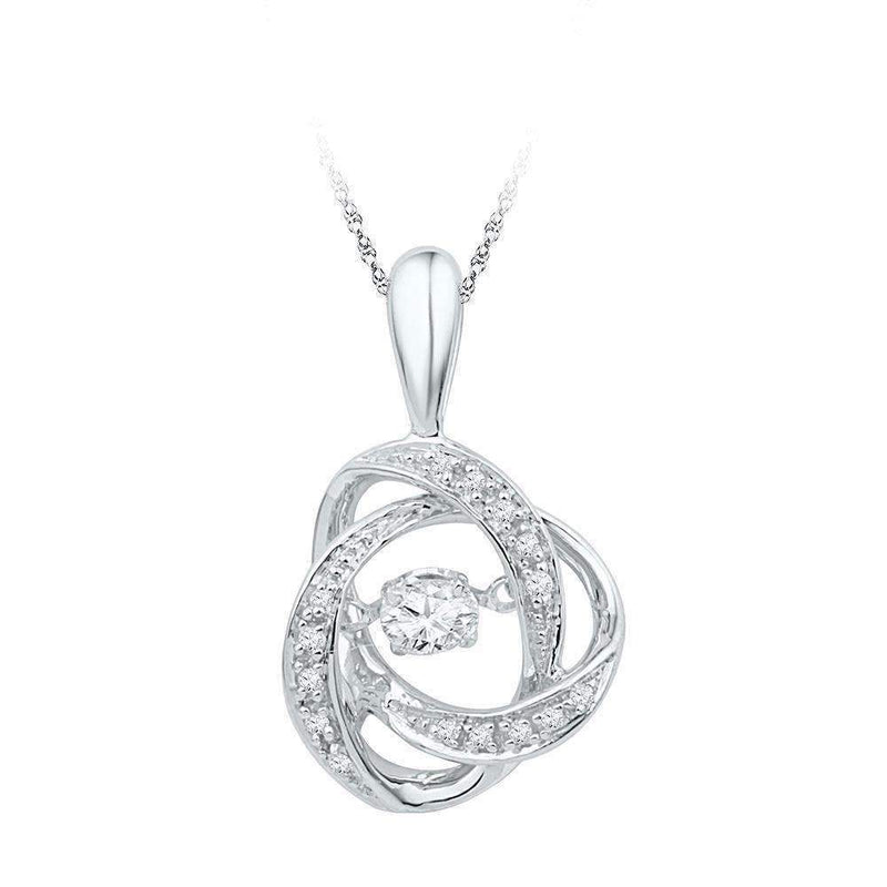 10kt White Gold Women's Round Diamond Moving Twinkle Solitaire Pendant 1-6 Cttw - FREE Shipping (US/CAN)-Gold & Diamond Pendants & Necklaces-JadeMoghul Inc.