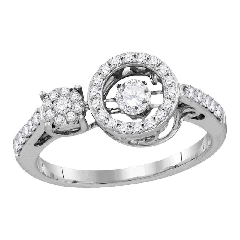 10kt White Gold Women's Round Diamond Moving Twinkle Solitaire Ring 1/2 Cttw - FREE Shipping (US/CAN)-Gold & Diamond Cluster Rings-5-JadeMoghul Inc.