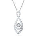 10kt White Gold Women's Round Diamond Moving Twinkle Solitaire Teardrop Pendant 1-20 Cttw - FREE Shipping (US/CAN)-Gold & Diamond Pendants & Necklaces-JadeMoghul Inc.