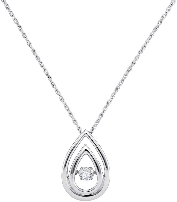 10kt White Gold Women's Round Diamond Moving Twinkle Solitaire Teardrop Pendant 1-6 Cttw - FREE Shipping (US/CAN)-Gold & Diamond Pendants & Necklaces-JadeMoghul Inc.